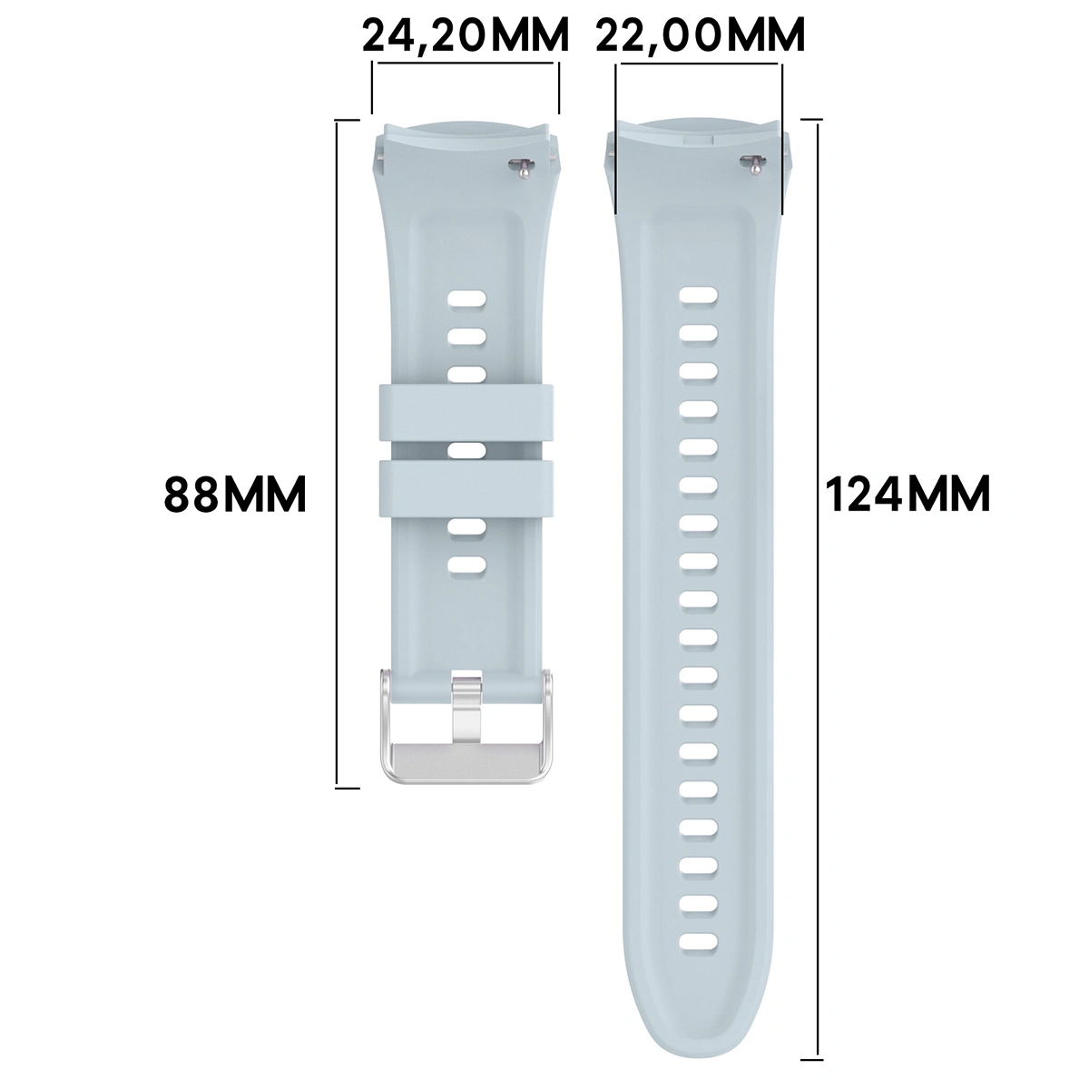 Grafika poglądowa ukazująca sposób mierzenia paska do Huawei Watch 5 46 mm